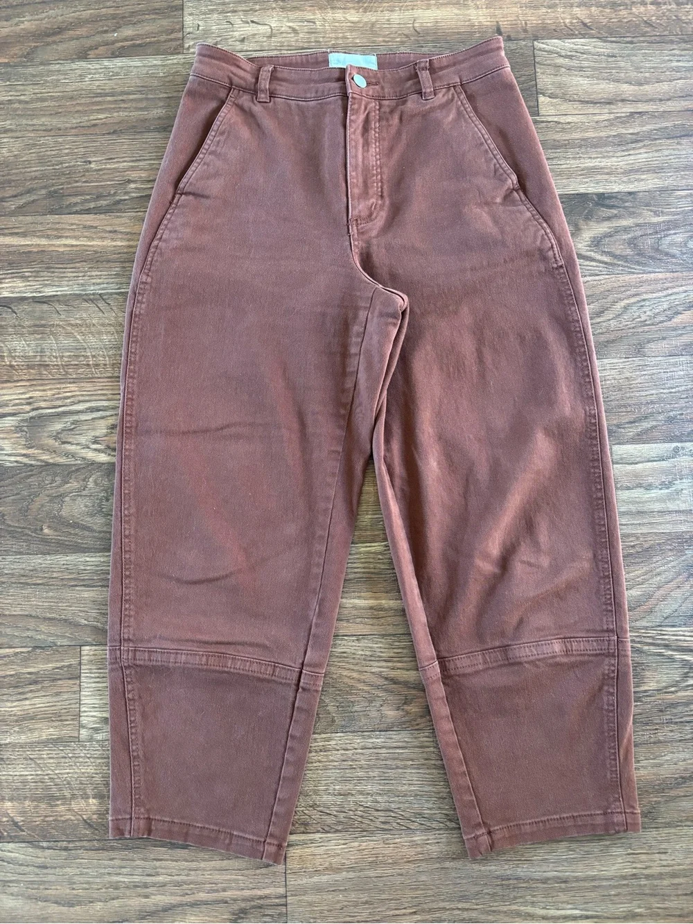 Everlane The Utility Barrel Pant High Waist Cropped Rosewood Pink Brown Size 8
